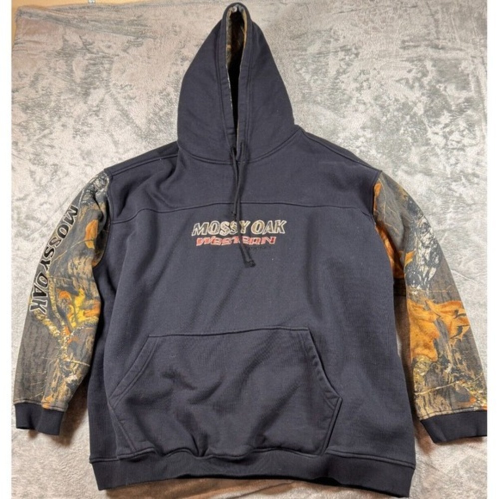 Mossy Oak Western Hoodie XL Black Camo Outdoor Hunting By Roper Heavy Hoodie